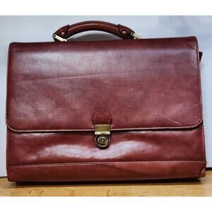 Avenues America Top-Grain Brown Leather Portfolio Briefcase W/Key